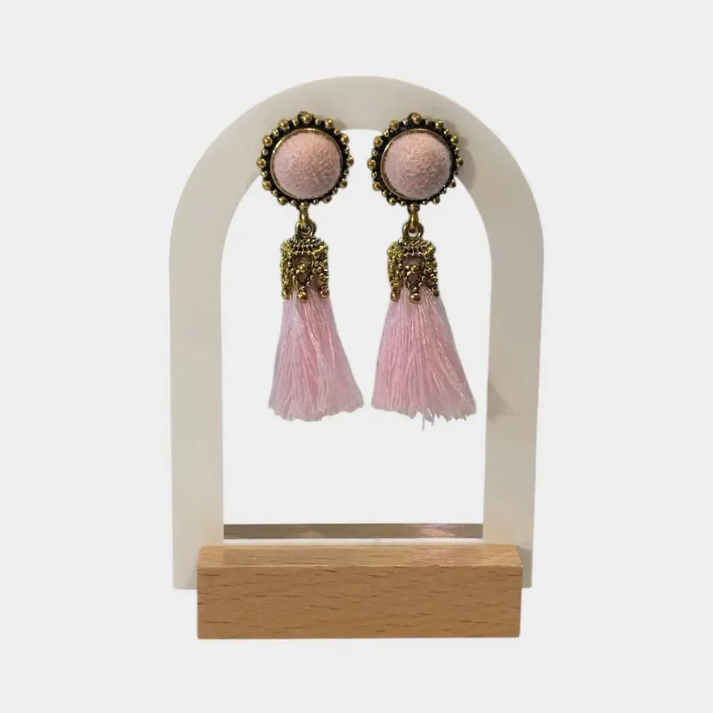 Vintage Women Velvet Pink Earrings